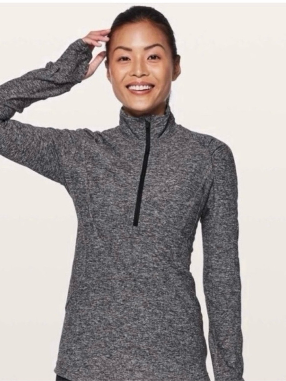 Lululemon extra mile gray 1/2 zip pullover workout zip up activewear travel